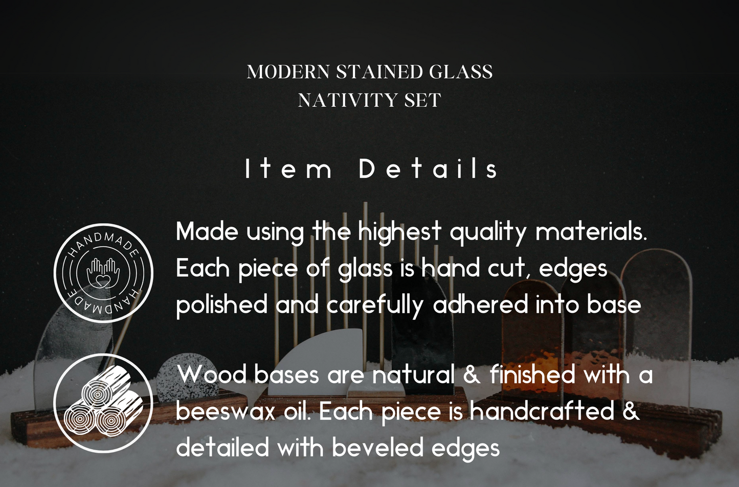 Premium Modern Stained Glass Nativity Set© - Minimal Neutral Palette