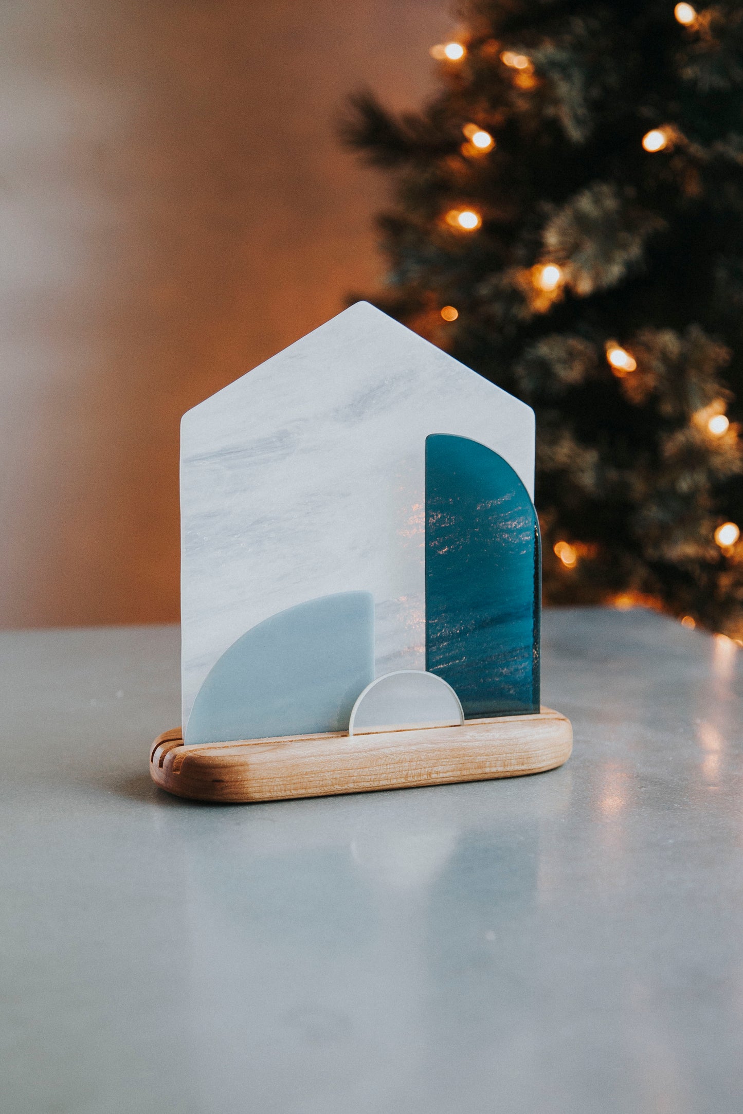 Modern Stained Glass Nativity© - Large Centerpiece