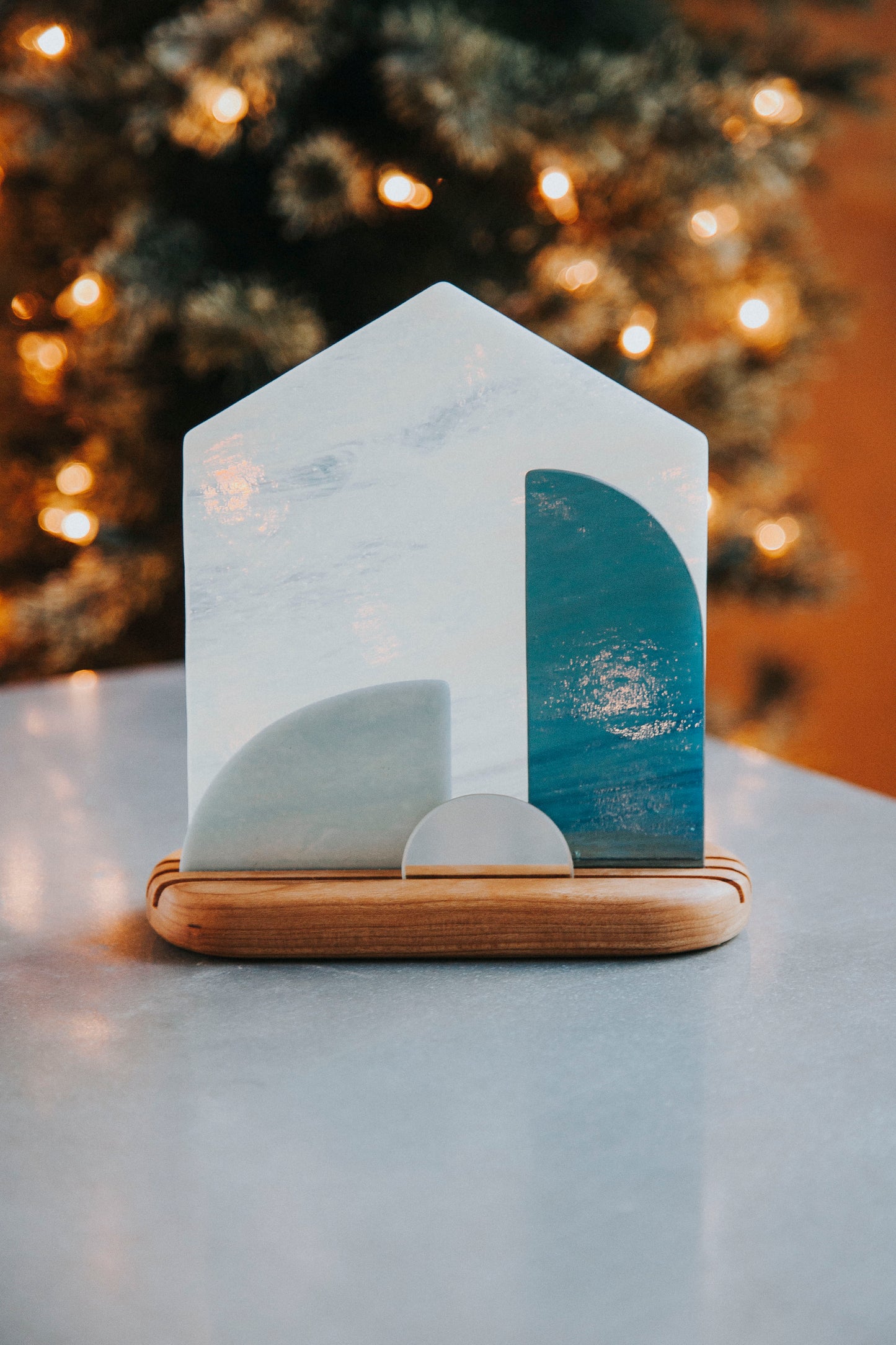 Modern Stained Glass Nativity© - Large Centerpiece