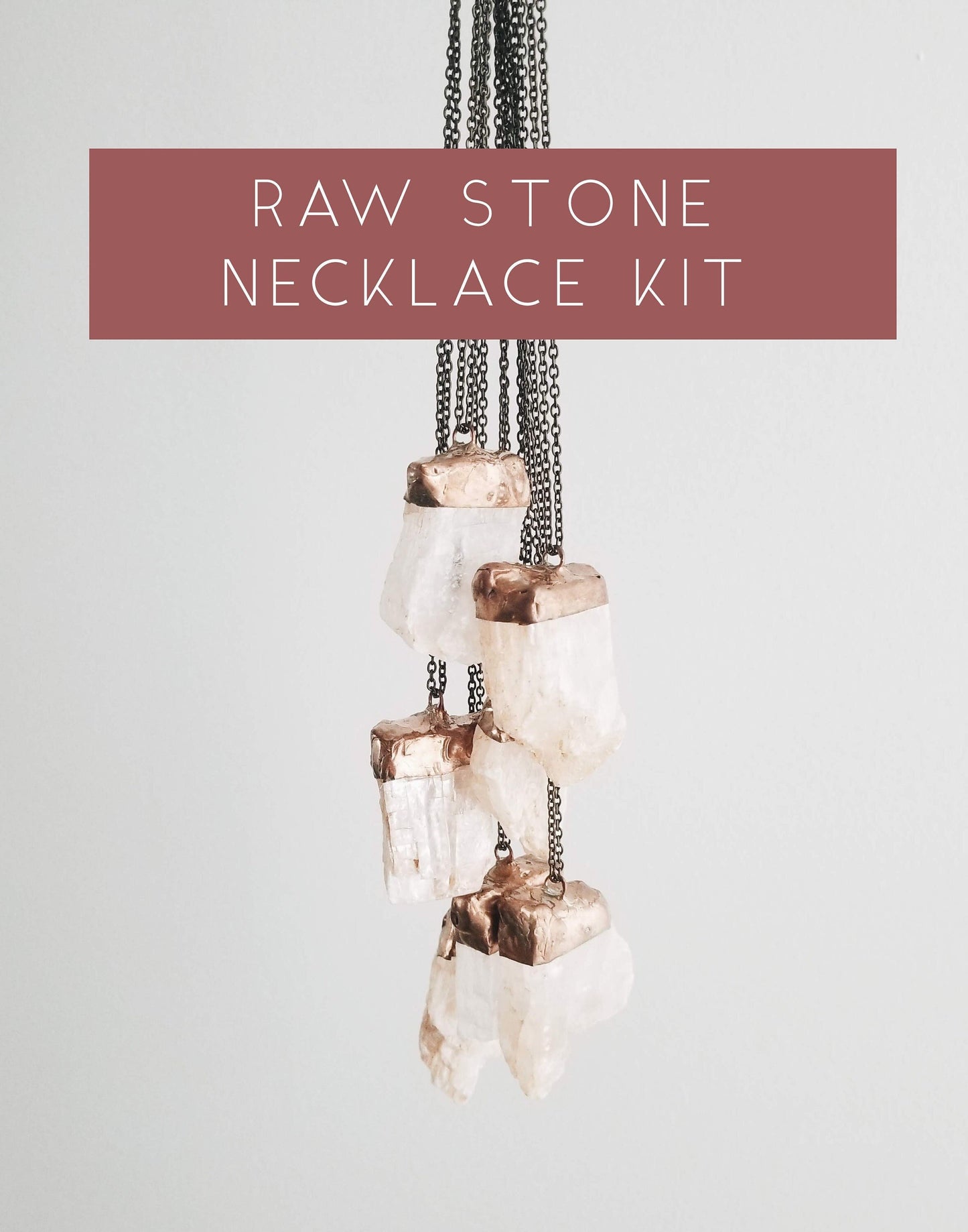 RAW STONE Necklace Kit - Raw Green Aventurine & Clear Quartz