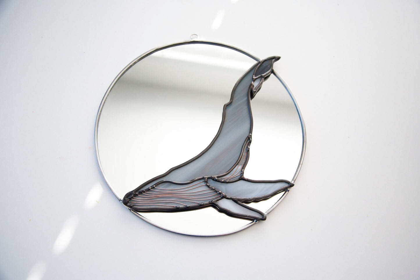 Stained Glass Humpback Whale with Mirror Moon