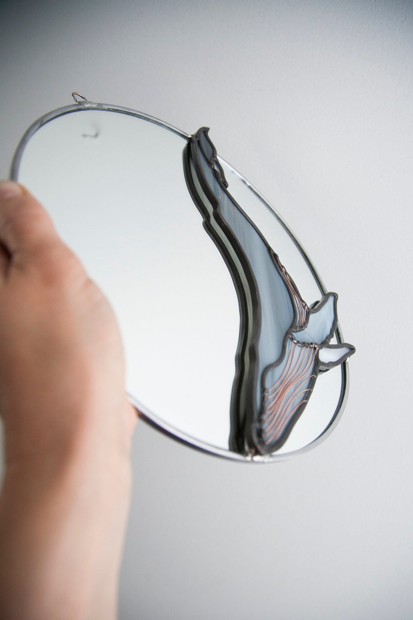 Stained Glass Humpback Whale with Mirror Moon