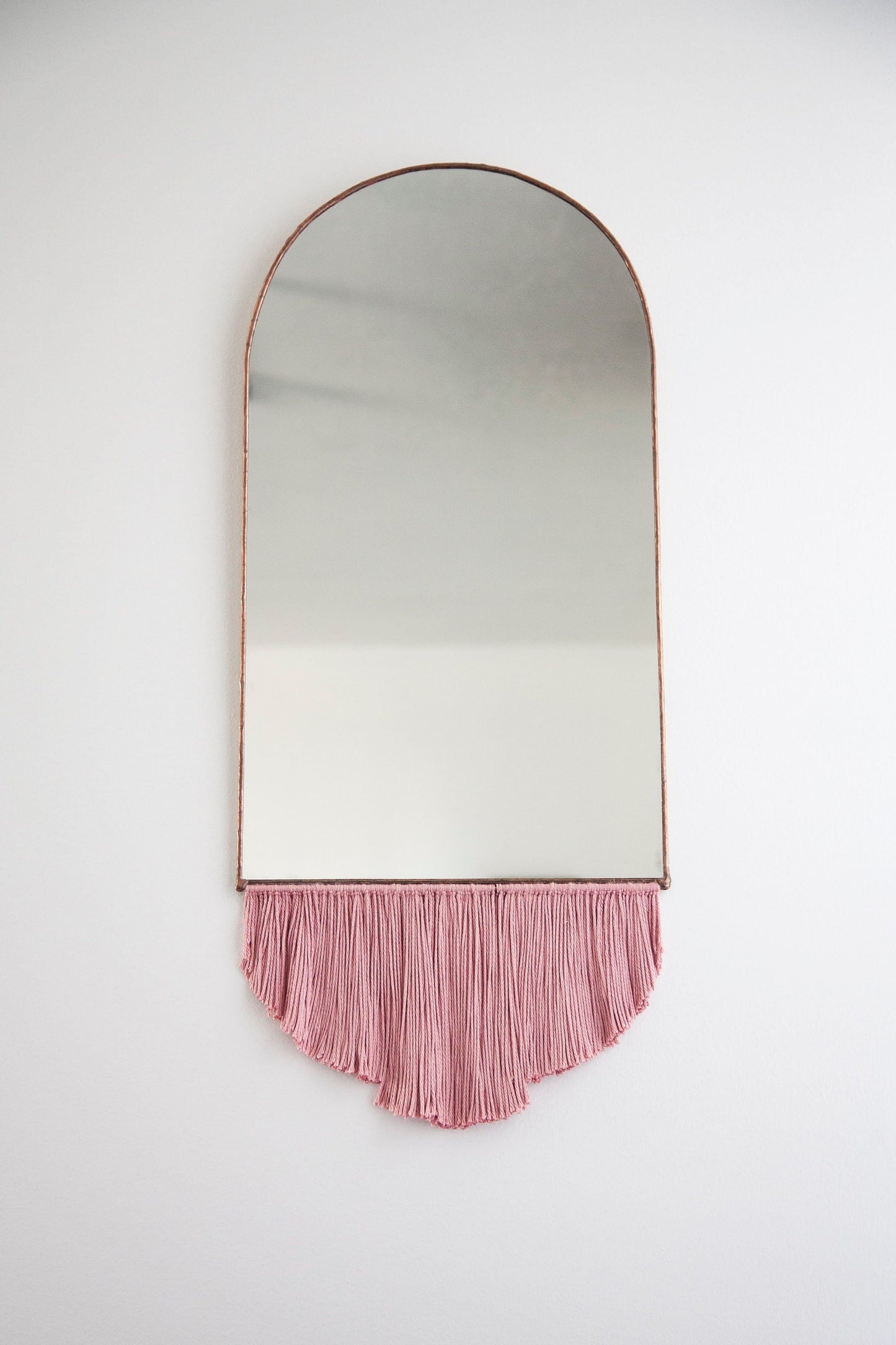 Elongated Arch Mirror with Fringe