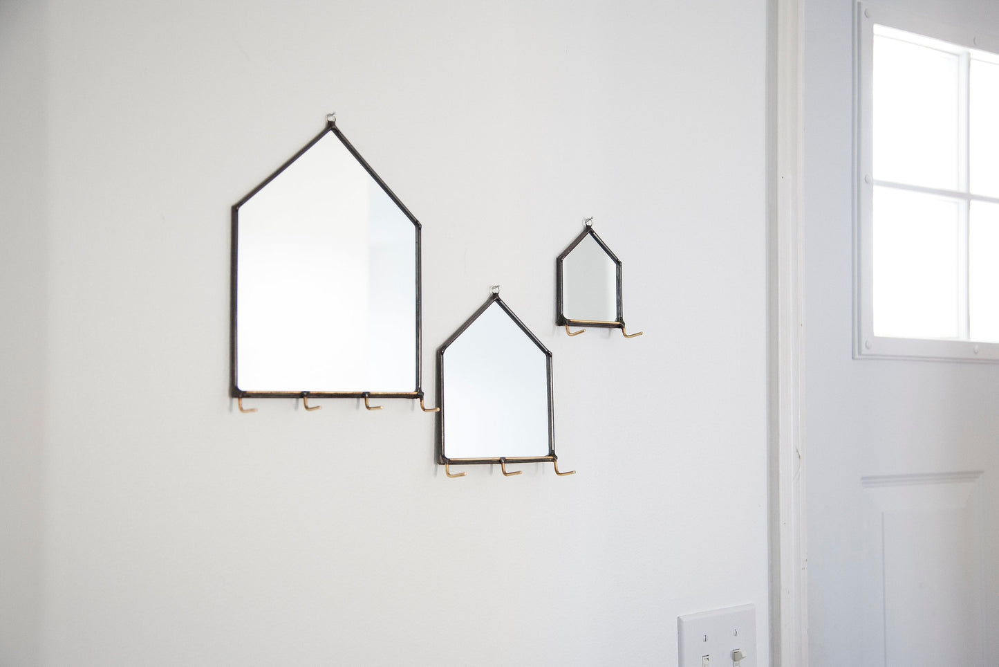Modern Mirror House Wall Organizer with Hooks