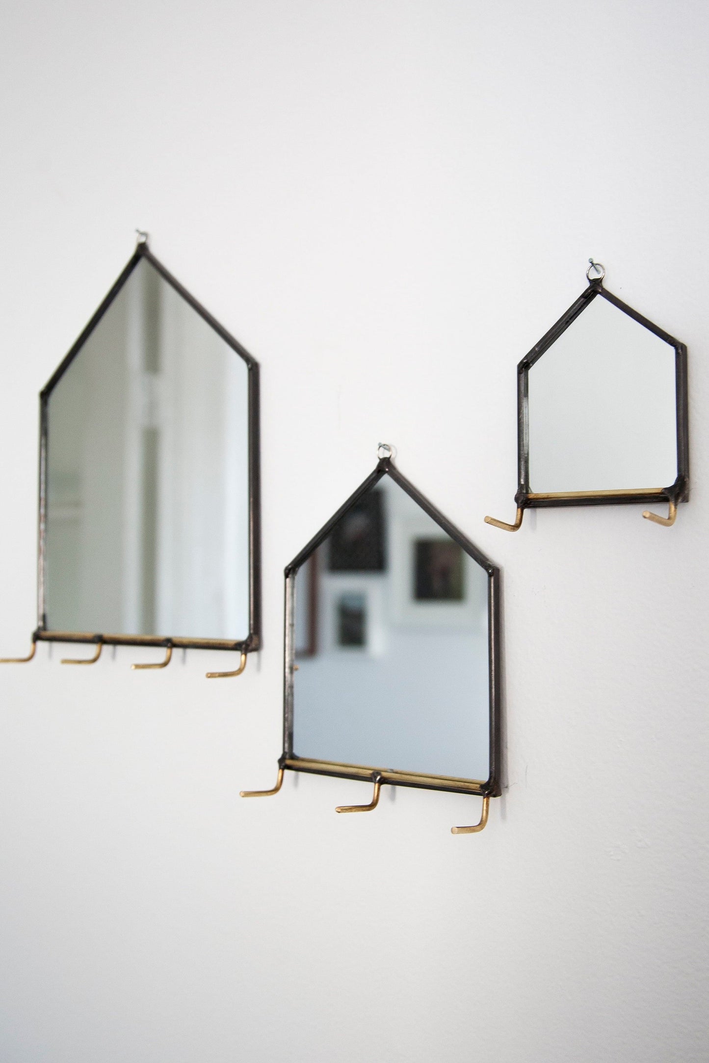 Modern Mirror House Wall Organizer with Hooks
