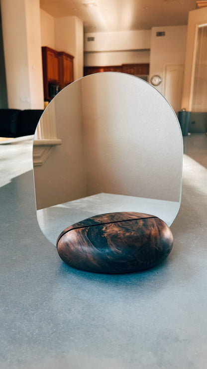 Otoczak | Handcrafted Mirror with Walnut Wood Base