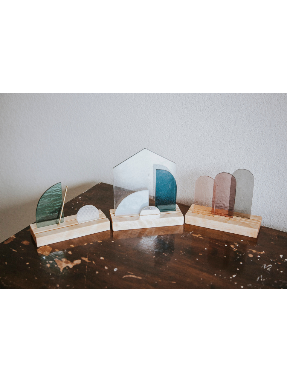 Modern Stained Glass Nativity Set© - Polished Edge Glass