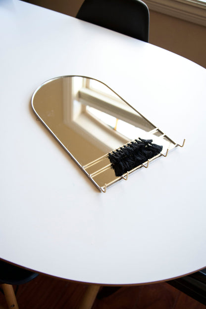 Arched Mirror Wall Organizer with Hooks & Tassels