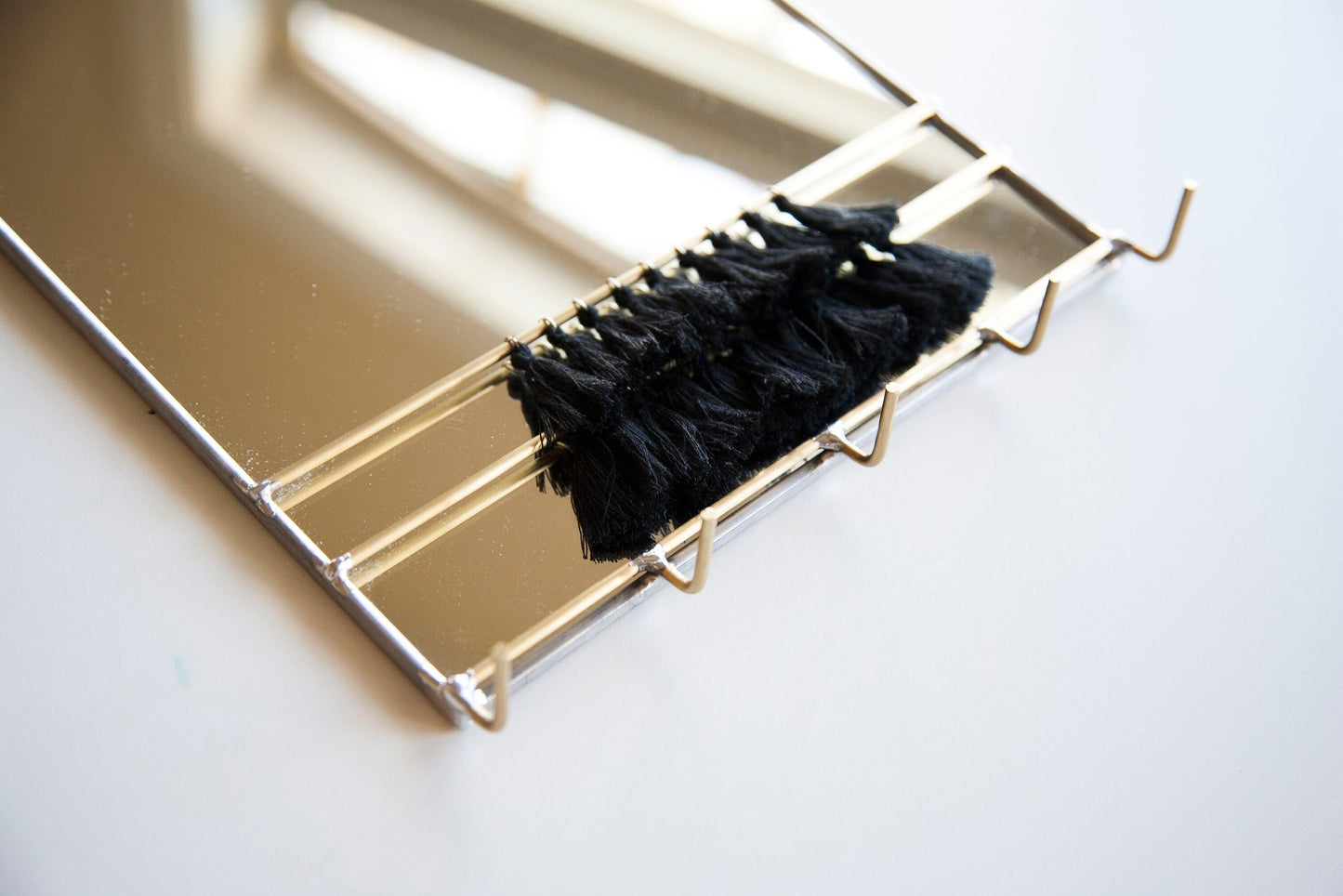 Arched Mirror Wall Organizer with Hooks & Tassels