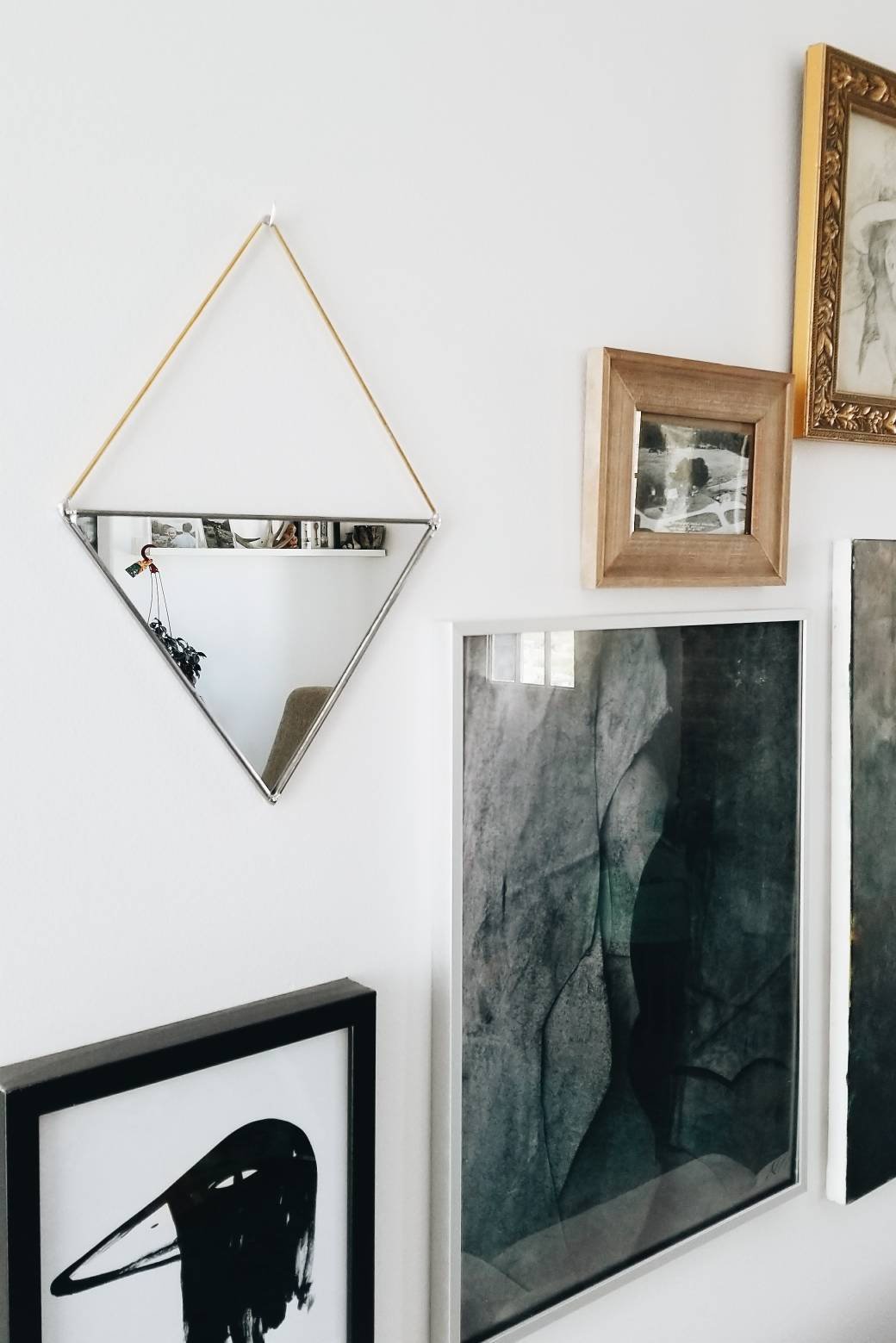 Triangle Mirror With Brass