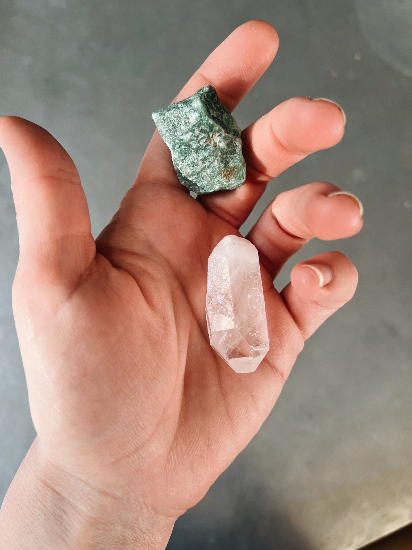 RAW STONE Necklace Kit - Raw Green Aventurine & Clear Quartz
