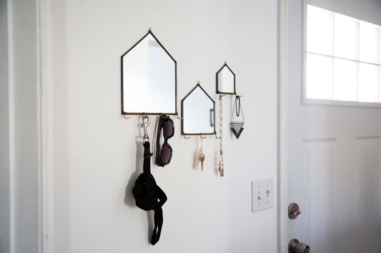 Modern Mirror House Wall Organizer with Hooks