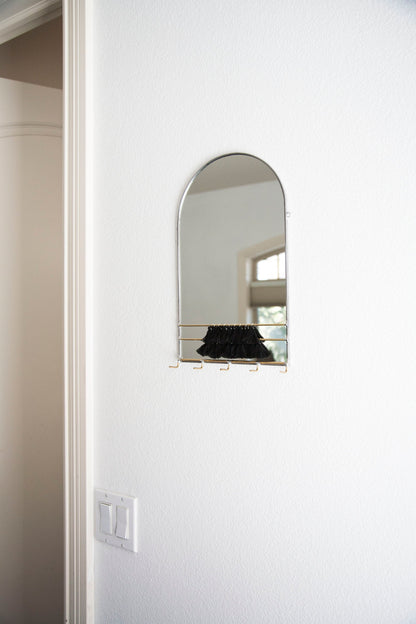 Arched Mirror Wall Organizer with Hooks & Tassels