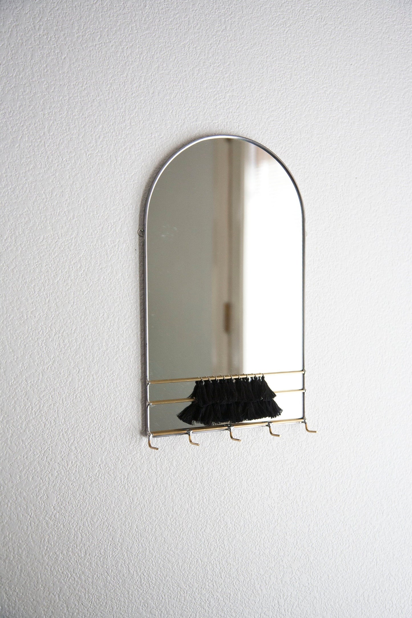 Arched Mirror Wall Organizer with Hooks & Tassels