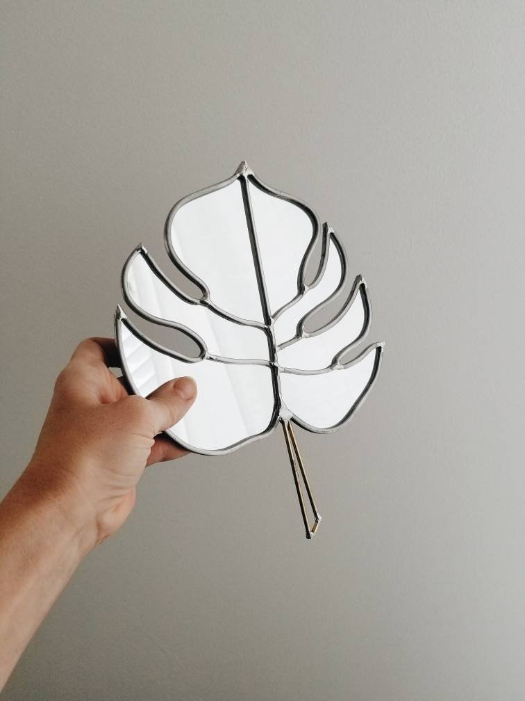 Monstera Mirror with Brass Detail