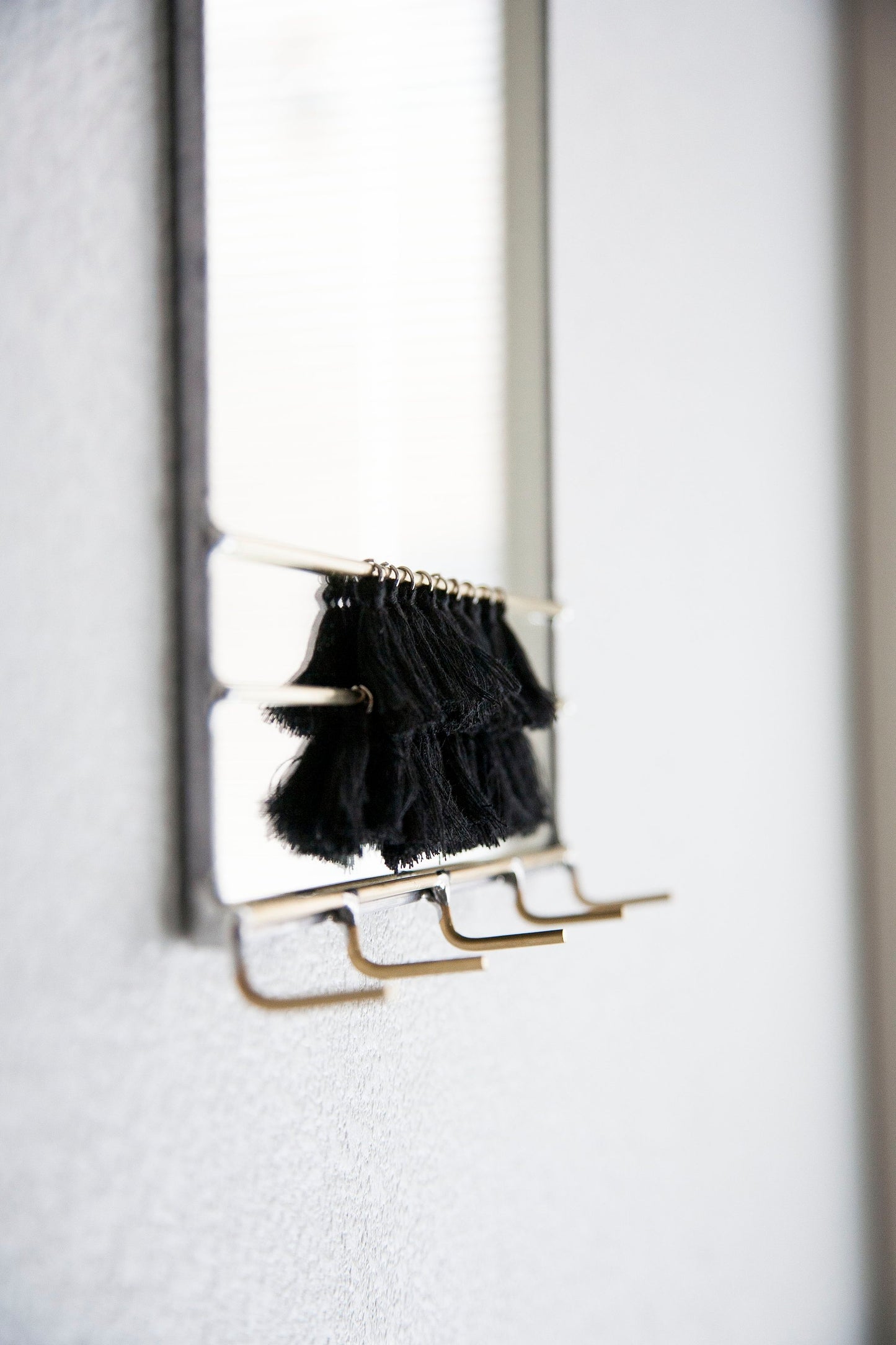 Arched Mirror Wall Organizer with Hooks & Tassels