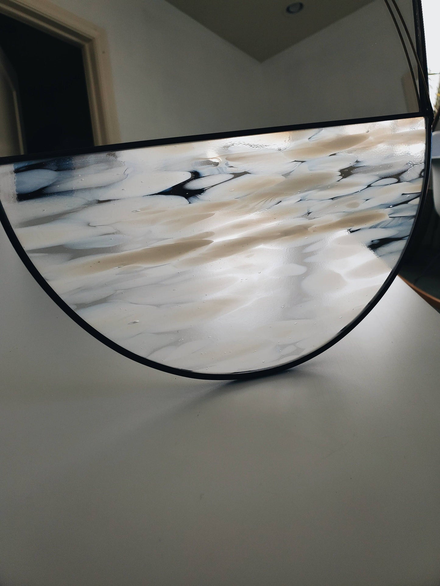The Pillola - Large Mirror with White Spotted Glass & Brass
