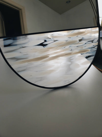 The Pillola - Large Mirror with White Spotted Glass & Brass