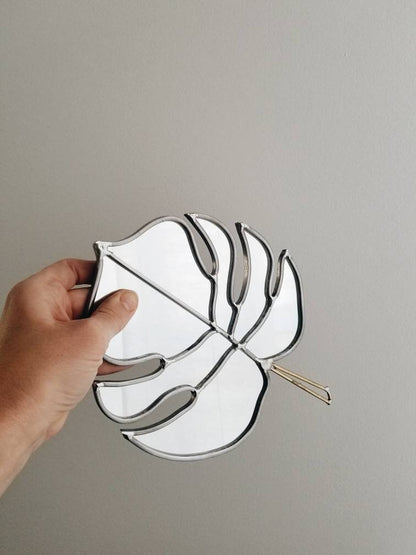 Monstera Mirror with Brass Detail