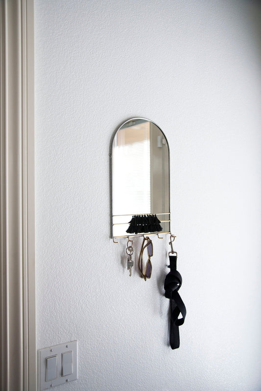Arched Mirror Wall Organizer with Hooks & Tassels