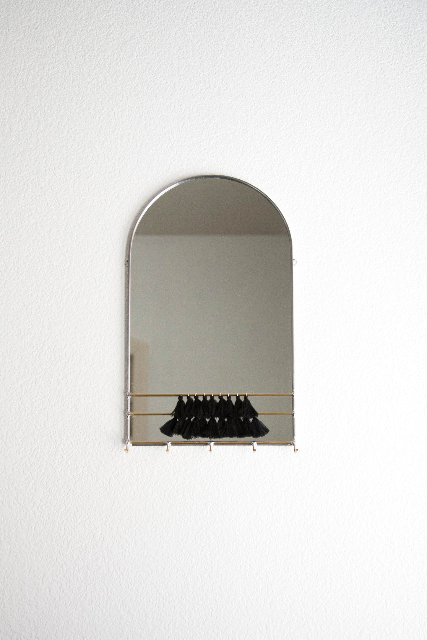 Arched Mirror Wall Organizer with Hooks & Tassels